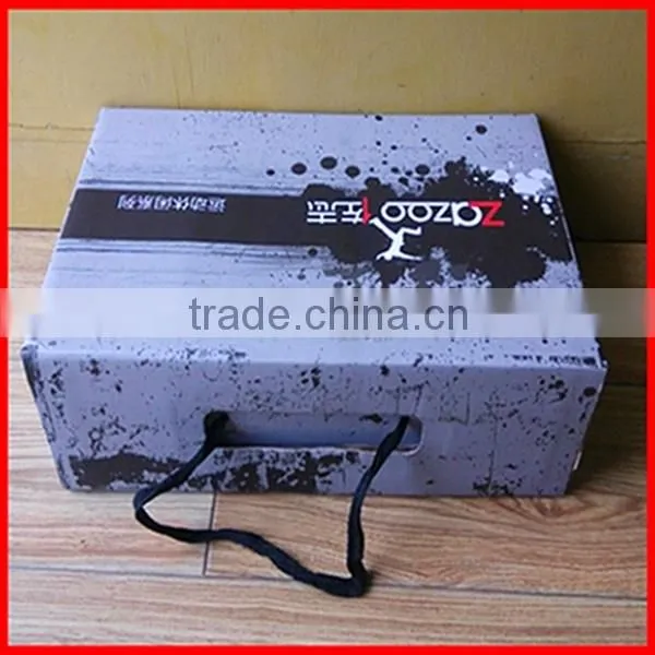 Good Design CMYK Printing Corrugated Shoes Packaging Box Wholesale Handle