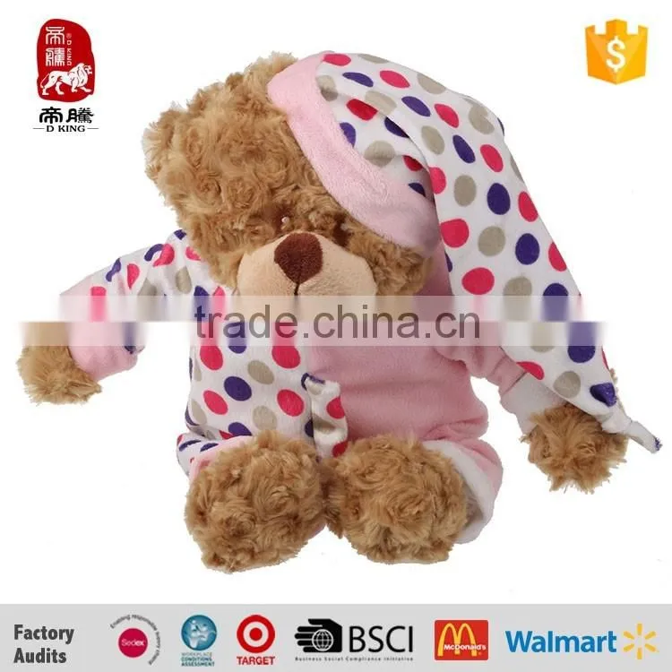 custom lovely stuffed bear with hat and clothes for kids