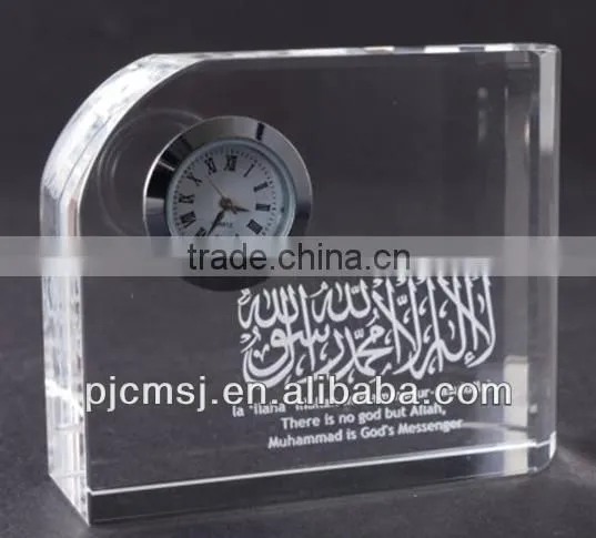 crystal glass desktop clock islamic muslim religious Christmas gifts or souvenirs