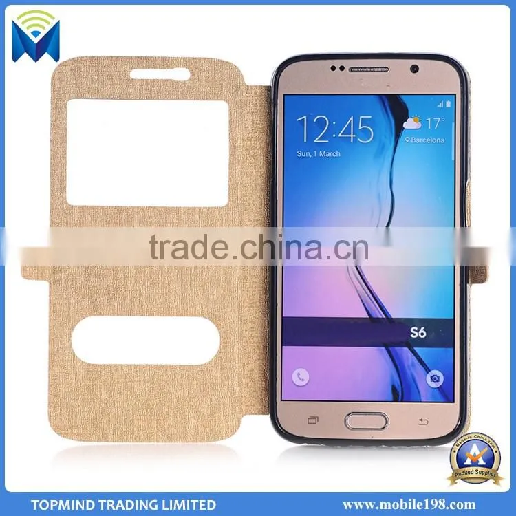 2016 New Flip Case for Samsung Galaxy S6, for Samsung Galaxy S6 Window Leather Case Smart Phone Case
