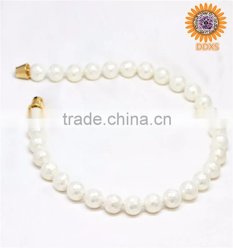 white 10mm AAAA+ white magnetic clasp shell pearl necklace