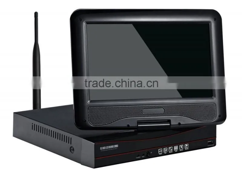 1.3MP IP camera 4ch wireless all in one NVR 10 inch monitor wifi nvr kit