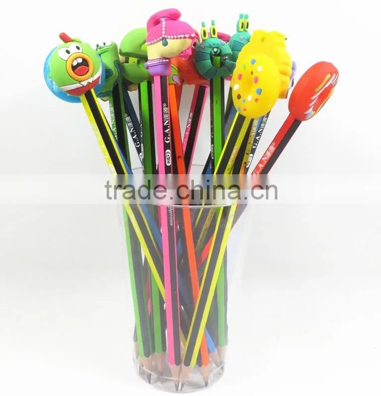 Yiwu Manre manufacturer pvc letter customized 3d pencil topper/ silicone pen topper