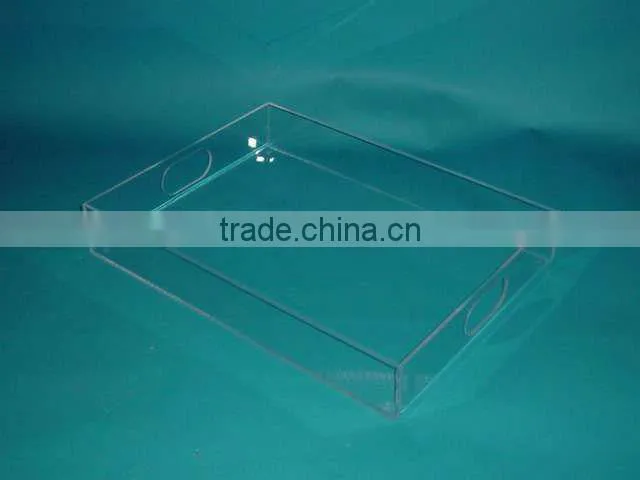 acrylic lucite clear serving trays with handles