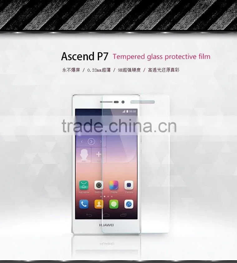 Newest premium tempered glass screen protector huawei ascend P7 screen protector huawei ascend P6/P7 paypal accept (OEM / ODM)