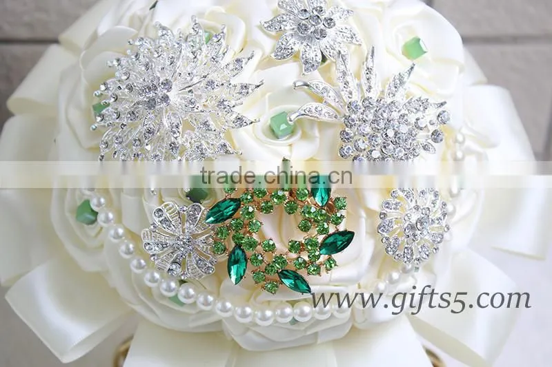Handmade Satin Roses brooch Wedding bouquets for weddings