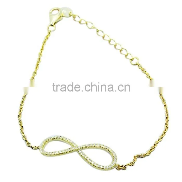 "8" shape pendant necklace with zircon yellow rhodium plated in 925 silver