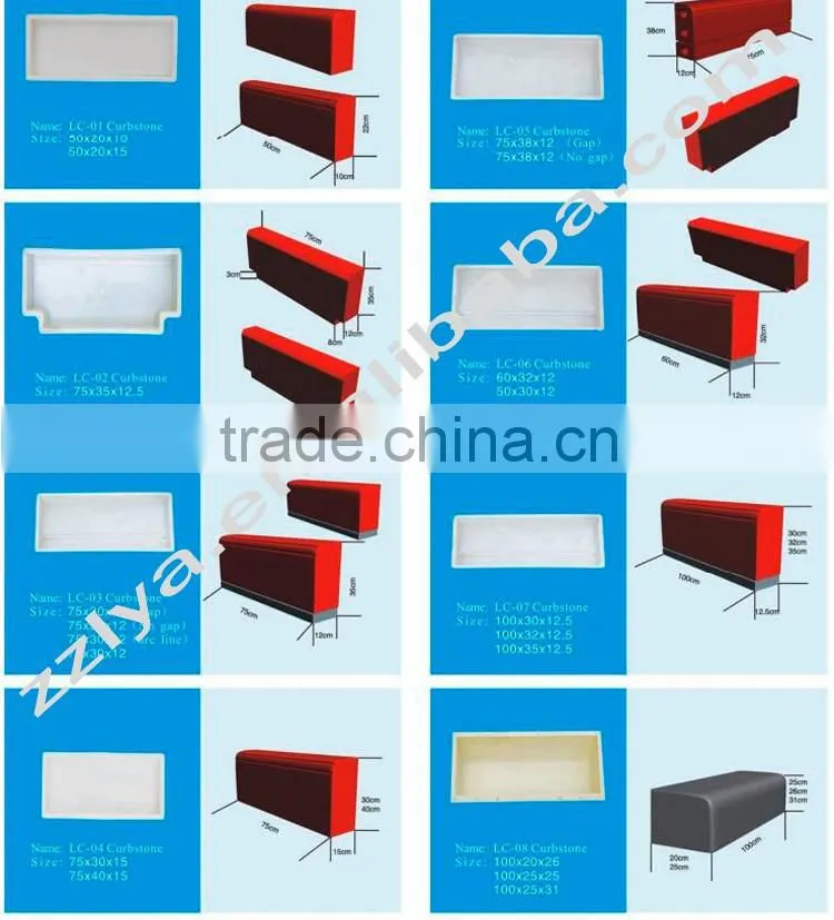 2016 Zhengzhou hot selling injection road kerb mould for concrete in moulds