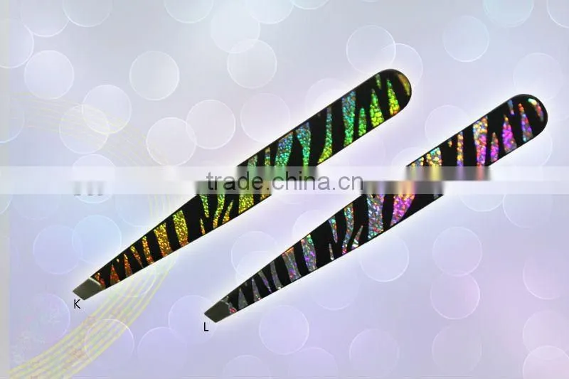 Electrophoresis and hot stamp stainless steel eyebrow tweezer