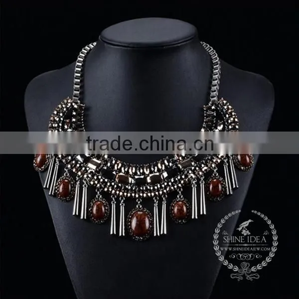 high quality vintage rhinestone chunky statement necklace tin alloy fashion women pendant necklace 6390052