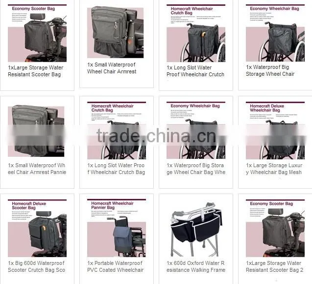 Large Storage Mesh Side Pocket Power Electric Wheel Chair Bag with Padded Loop Luxury Backpack Wheelchair Bag