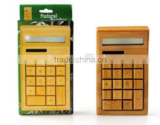 2015 christmas gift set with bamboo calculator and pen, popular office gift for bamboo calculator and pen for sales