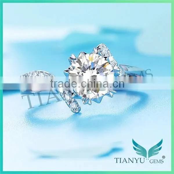 925 Sterling Sliver Ring Super White Moissanite Diamond Engagement Ring for Jewelry