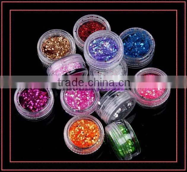 H1-007 12COLOURS BIG GLITTER POWDER ,nail art fine powder