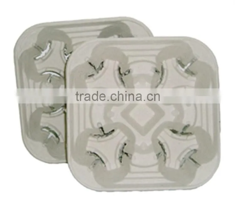 Custom water-proof four pulp mold coffee cup tray