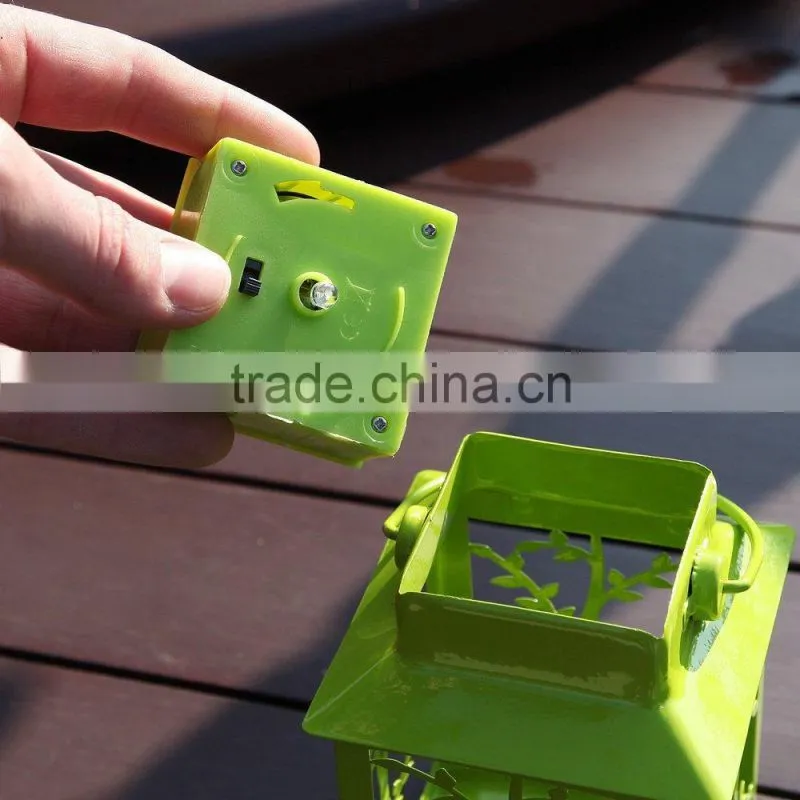 4 Coloured Solar Powered Metal Outdoor Lantern Lights
