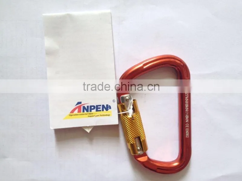 Twistlock Aluminum karabiner for climbing, rescue, rappelling, zipline activity