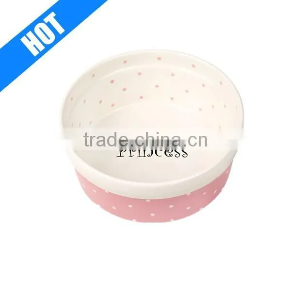 Pink Porcelain Ceramic Dishes for Dog and Cat Food Bowl Feeding