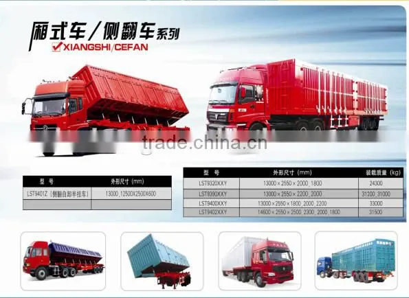 China heavy duty truck side wall tipping trailer side dump semi trailer