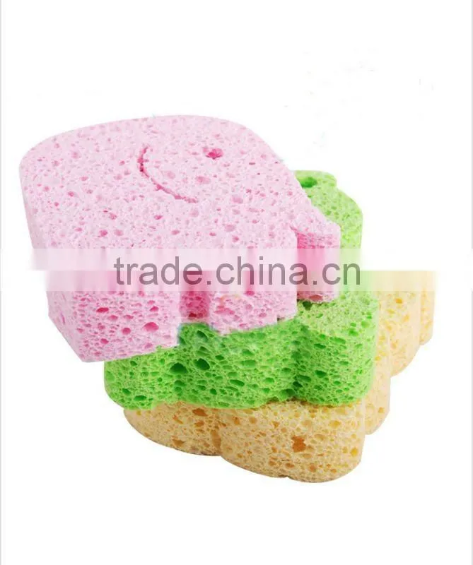 2015 pink bear shape facial Cleansing PVA Wet Sponges puff