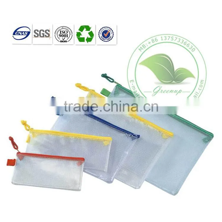 pvc plastic clear waterproof zipper bag for document profile