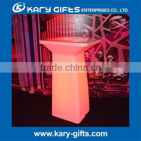 Portable cocktail table with ice bucket led outdoor furniture bar table