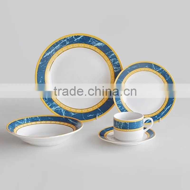 20pcs porcelain dinnerware set with golden decal,golden printing dinner set,porcelain gold decal tableware set