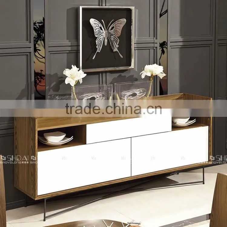 NEW Cross Metal Legs Simple White Dining Storage Cabinet H-829