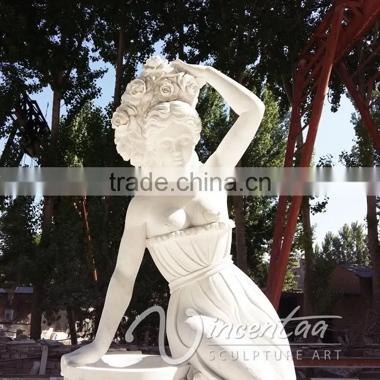 outdoor landscape decoration stone carving woman pouring water statue