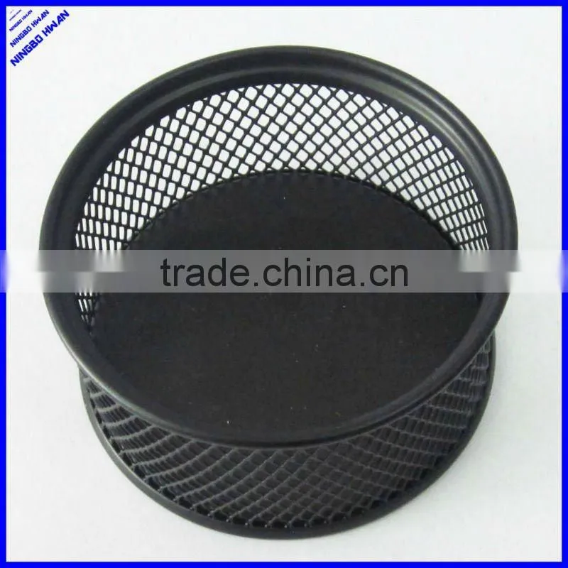 Quality round black metal mesh paper clip holder