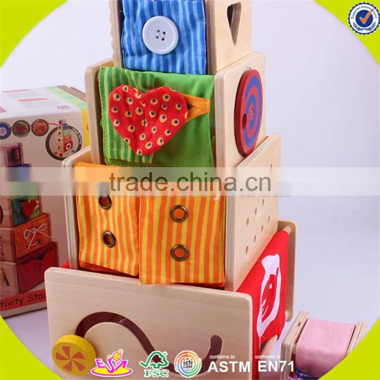 Wholesale funny kids wooden stacking cup blocks toy hot sale beautiful baby wooden stacking cup blocks toy W13D089