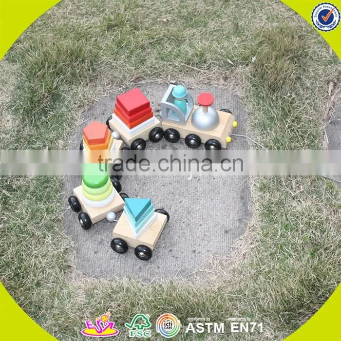 Wholesale hot baby wooden train blocks toy diy creative kids wooden train blocks toy W04A067