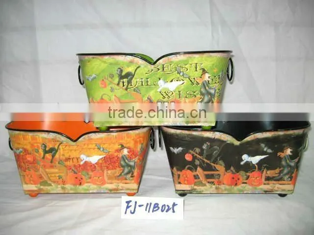 Halloween round handle Tin pot