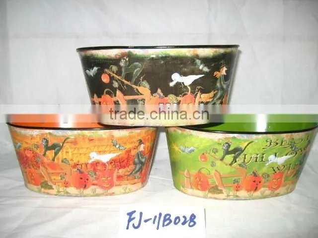 Halloween round handle Tin pot