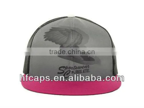 6 panel flat bill snapback cap custom foam mesh trucker cap