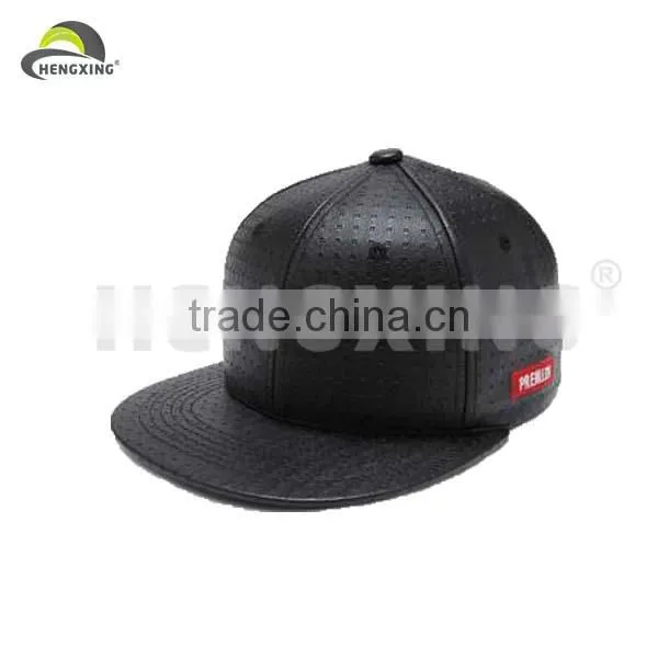 Black Leather Snapback Hat Wholesale
