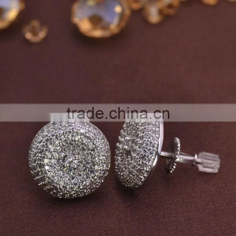 Factory jewelry 925 silver men earrings with screw back