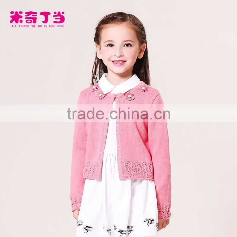 Girl fancy crocheted cardigan sweater hand knit sweater designs for kids children's clothing