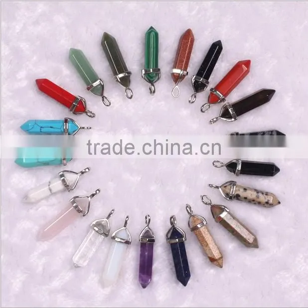high end rose quartz chip stone beads pendant diy wire wrapped quartz stone charms pendant 2016 for sales