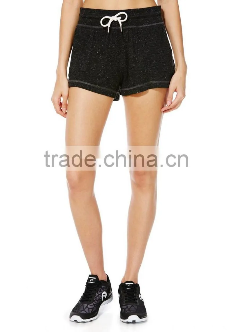 Wholesale plain black women sweats shorts, sports shorts running shorts