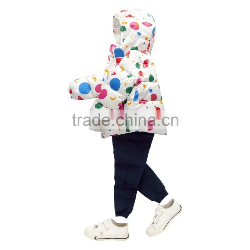 manufacture customize girls kids designer winter nice printing cotton padded jackets