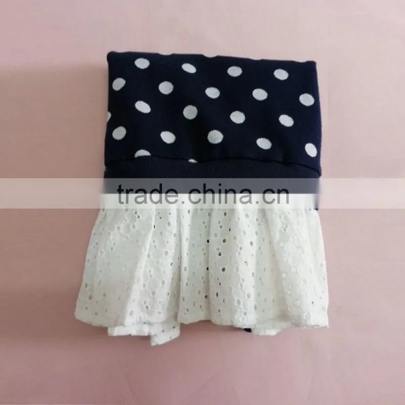Wholesale 100% cotton girls dot t shirt Navy background white dot t shirt Children casual wear