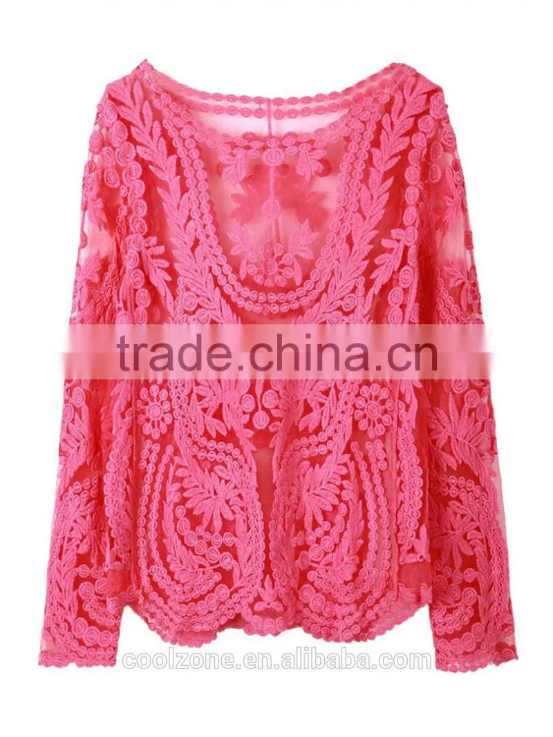 Latest summer lace blouse fashion blouses for middle aged women