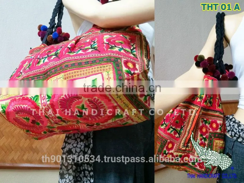 Thai Embroidered HMONG Hill Tribe Hand Bag Tote Bag
