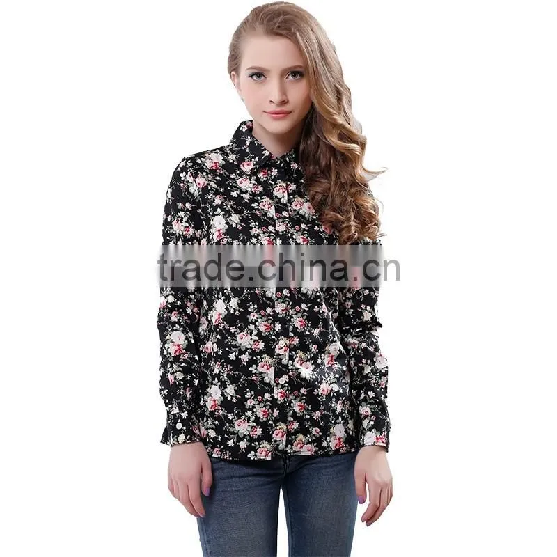 hot sale high quality fancy floral soft casual shirt for women