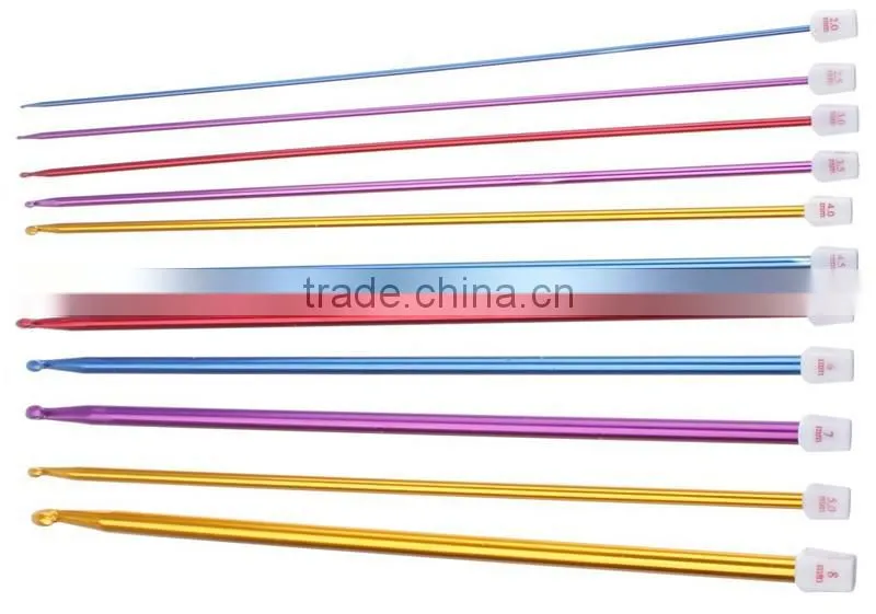 Available best selling Colorful Tupe Afghan Aluminum Tunisian Crochet Hook set
