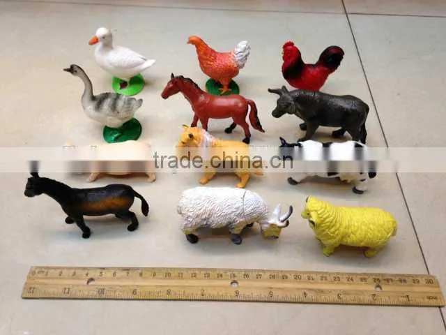 12pcs PVC plastic farm animal cartoon figure toy 3D plastic toy