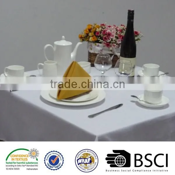 White Spun Polyester Commercial Quality Napkin And Tablecloth With Soil Release