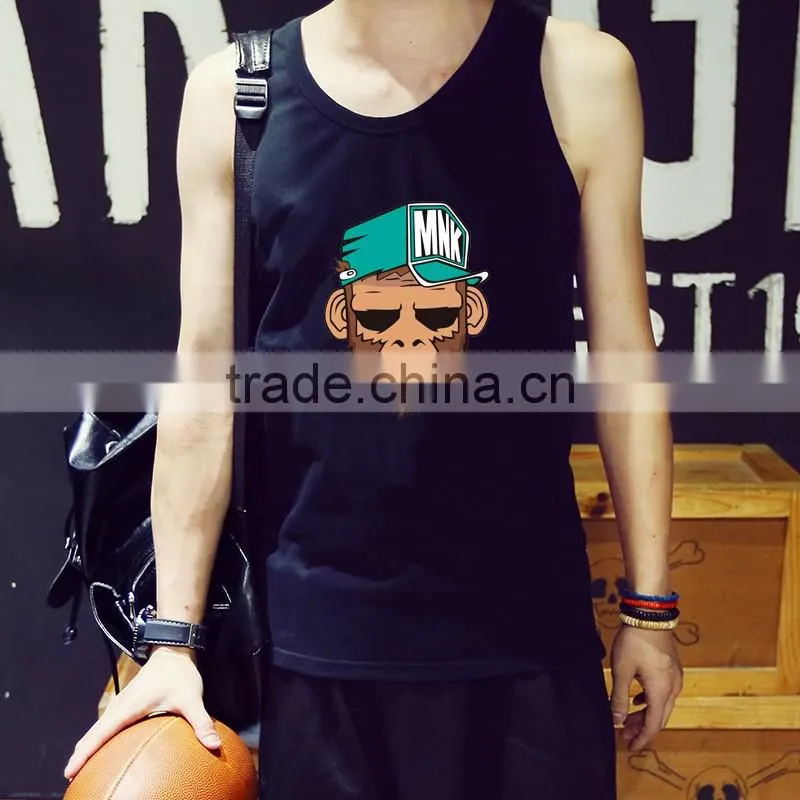 Latest Mens Elastic Gym Vest Design Pinted Tank Top For Men