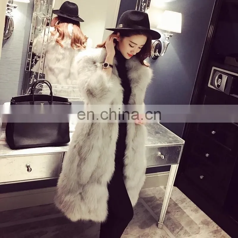European Style Top Selling Real Fox Fur Products Cheap Women Knee Length Winter Coat